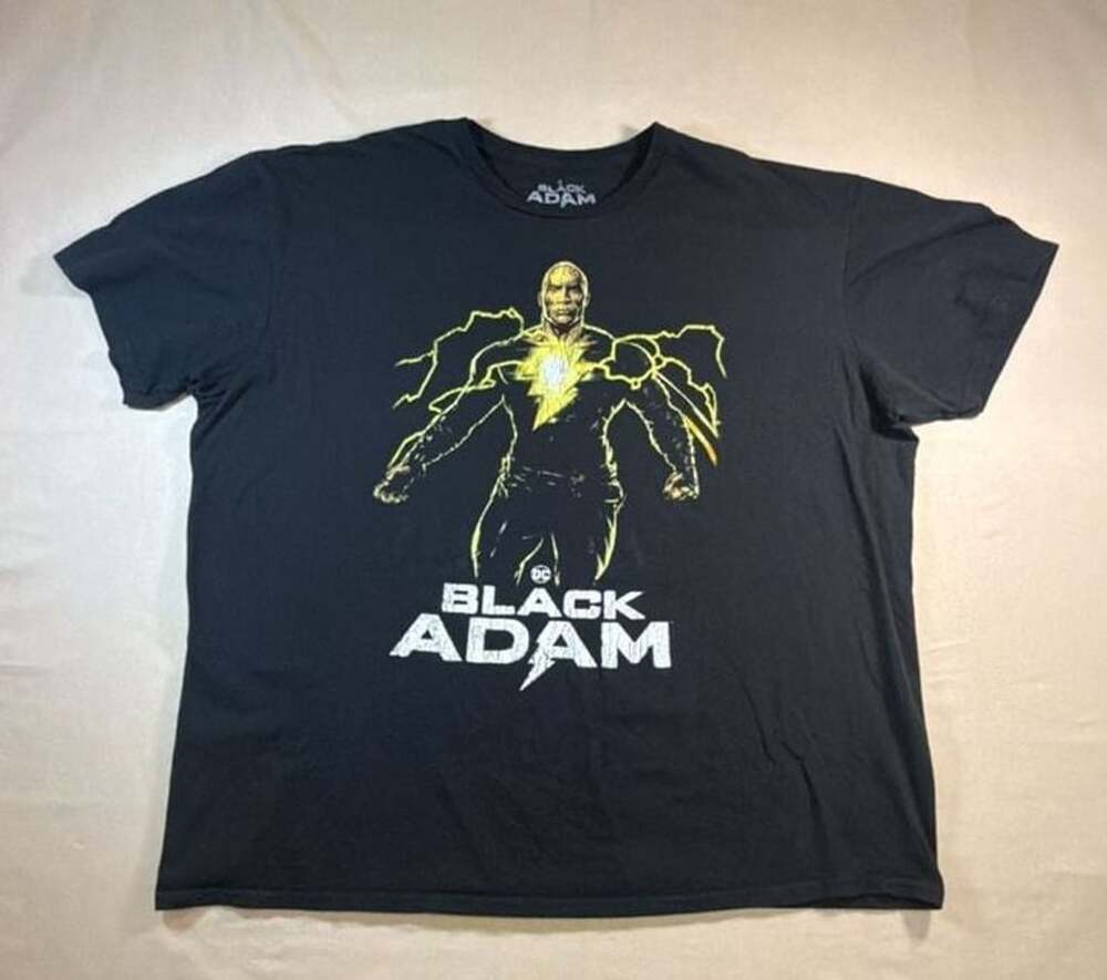 DC Comics Black Adam The Rock Movie Graphic Tee Black T-Shirt 2XL